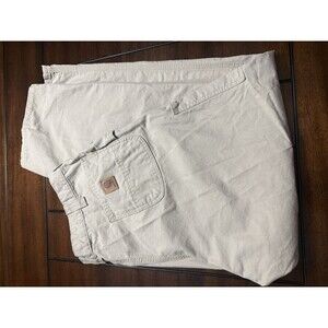 Carhartt Pants Mens 42x32 Tan Khaki Loose Fit 100% Cotton Comfort B151 Great!!!!